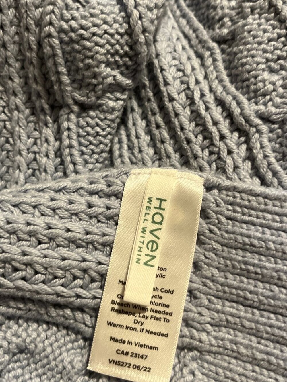 HAVEN WELL WITHIN  EXTRA LARGE CABLE KNIT SCARF--UNISEX